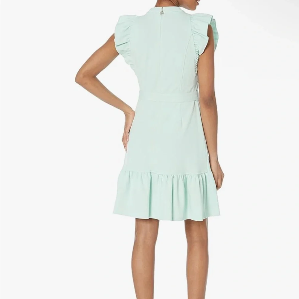Tommy Hilfiger Women's Mint/Light Green Ruffle Mini Dress - Picture 2 of 5